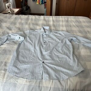 Christopher Lacroix Blue Geometric Design Button Up Shirt Mens XL/17.5